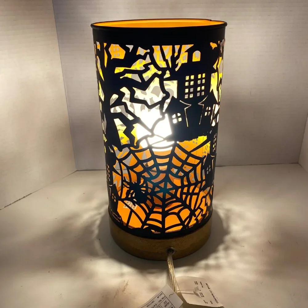 Halloween decorative metal lamp spiderwebs haunted house tree‎ table decor